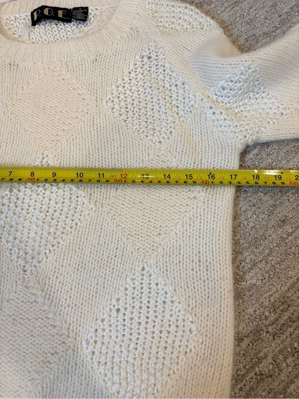 P.G.E. Lambswool & Angora Rabbit Hair Blend Diamond Knit Sweater | S - Picture 11 of 13